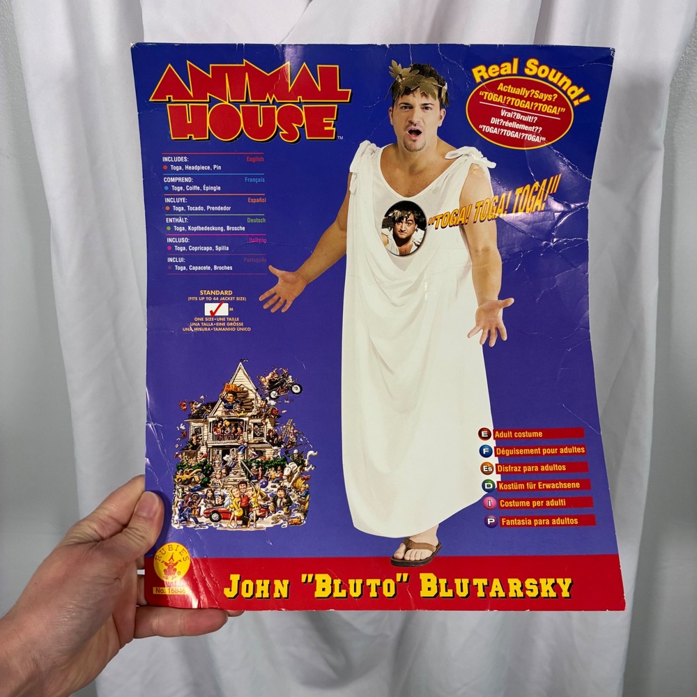 Animal House Costume John "Bluto" Blutarsky Toga Pin College 70s Halloween Delta